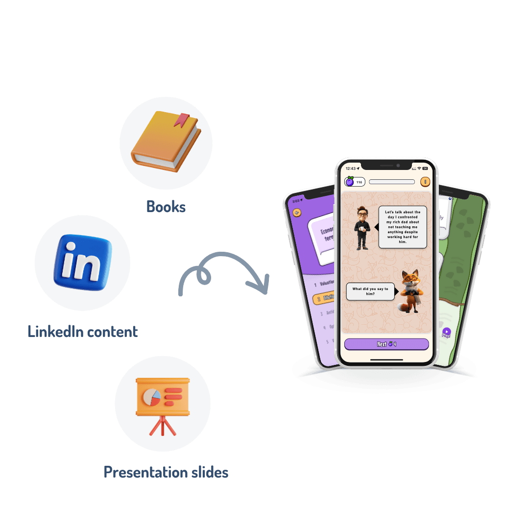 Reels, TikToks, and podcasts transformed into a phone-based gamified course